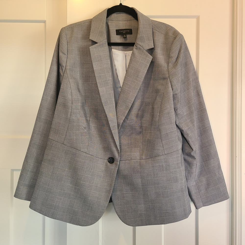 Talbots Gray Plaid Blazer